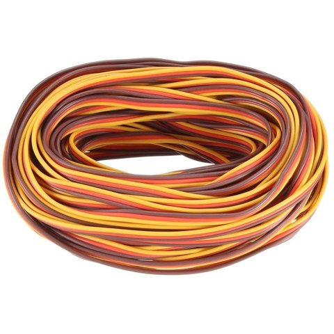 Сервокабель 3x26AWG, 0,13 мм², 1 м, плоский, помаранчевий, коричневий, жовтий Прев'ю 1