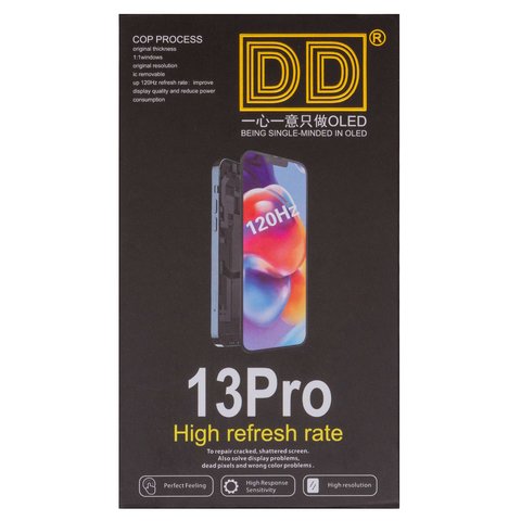 Дисплей для iPhone 13 Pro, черный, с рамкой, High Copy, без ошибки, (OLED), DD-OLED OEM soft, 120Hz, diagnosable Превью 2