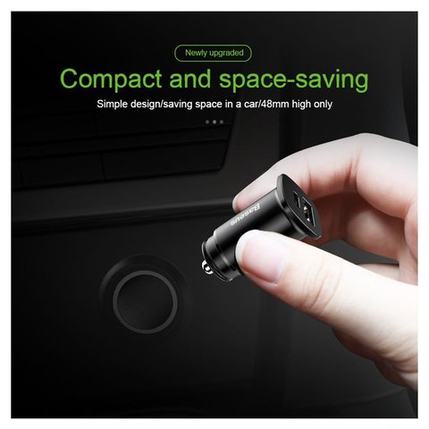 Автомобільний зарядний пристрій Baseus BS-C15C-X, чорне, Quick Charge, 30 Вт, 2 порта, 12-24 B, #CCALL-AS01 Прев'ю 1