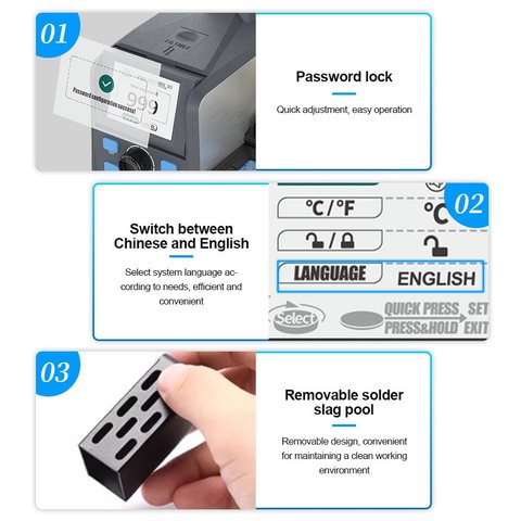 Estación de soldadura Sunshine S1, digital, 80 W, con asa en forma de pinza Vista previa  8