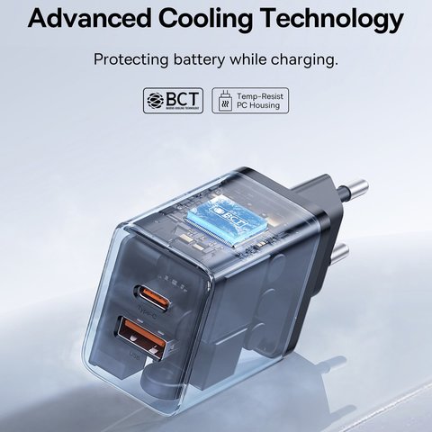 Adaptador de red Baseus Cube, 30 W, Power Delivery (PD), Fast Charge, negro, 2 puertos, #P10111404113-00 Vista previa  7