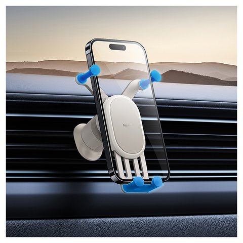 Автомобільний тримач Baseus Stable Series Air, бежевий, на дефлектор, #SUWX020002 Прев'ю 3