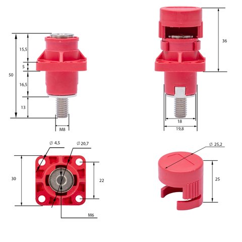 Клема силова, 200 A, кругла, комплект Прев'ю 1