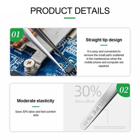 Пінцет монтажний RELIFE TS-15, вигнутий, 117 мм Прев'ю 2