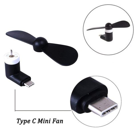 Вентилятор Mini, черный, мобильный, USB тип-C Превью 4