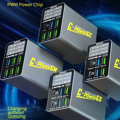 Сетевое зарядное устройство Mechanic C-Power 6C, 50 Вт, Quick Charge, Power Delivery (PD), 6 портов Превью 1